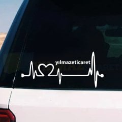 Kişiye Özel Kalp Nabız Atışı Ritim Cam Oto Sticker Etiket 1 Çift Kaliteli Folyo