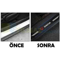 Dacia Logo Karbon Kapı Eşiği Oto Sticker Etiket Yapıştırma Çıkartma 4 Parça