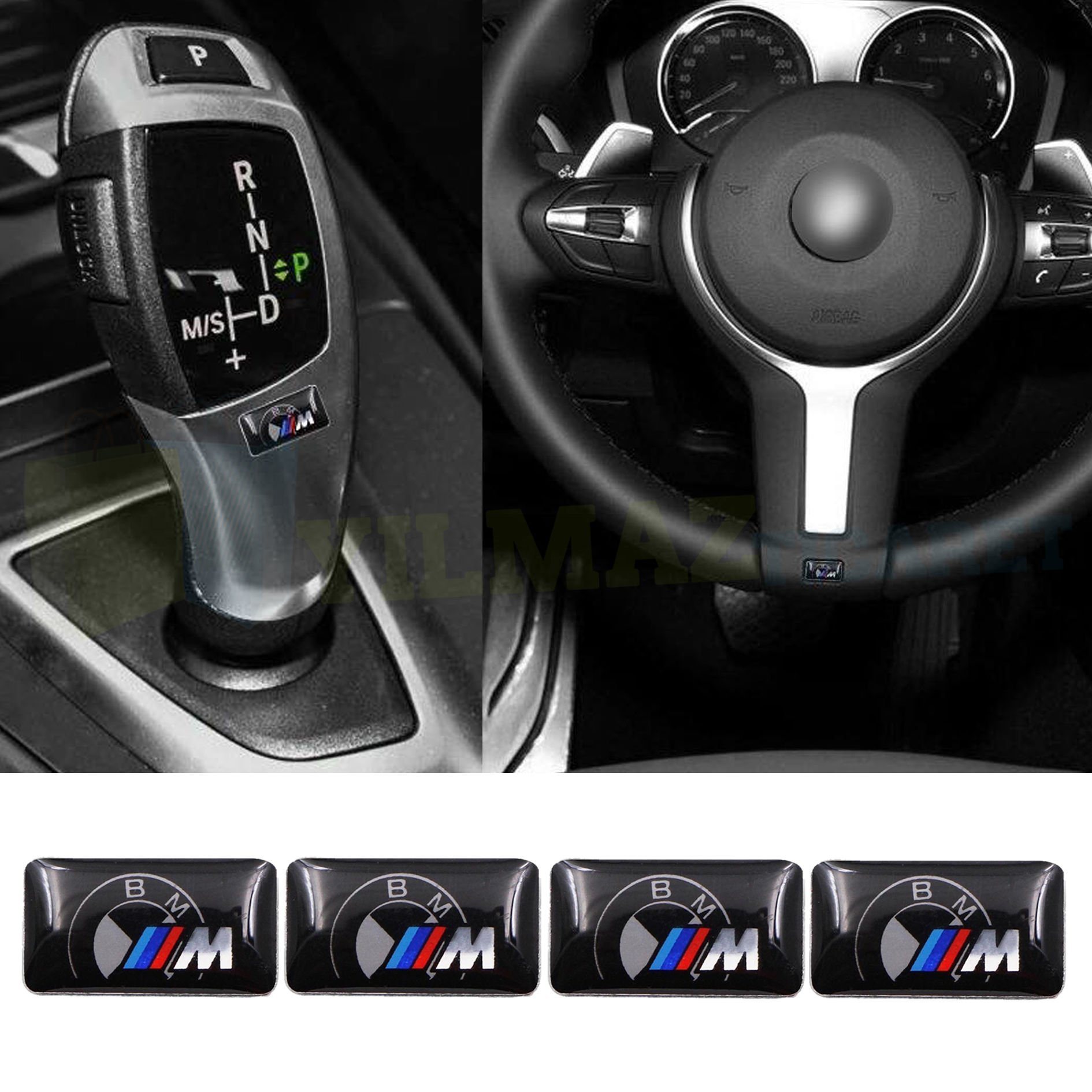 BMW M Logo Torpido Direksiyon Jant Vites Damla Sticker Etiket Yapıştırma 4 Adet