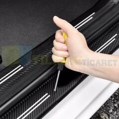 Skoda Vrs Logo Karbon Kapı Eşiği Oto Sticker Etiket Yapıştırma Çıkartma 4 Parça