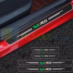 Skoda Vrs Logo Karbon Kapı Eşiği Oto Sticker Etiket Yapıştırma Çıkartma 4 Parça