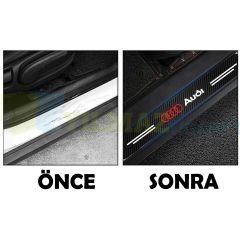 Audi Logo Karbon Kapı Eşiği Oto Sticker Etiket Yapıştırma Araba Çıkartma 4 Parça