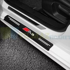 Audi A3 Logo Karbon Kapı Eşiği Oto Sticker Etiket Yapıştırma Araba Çıkartma 4 Parça