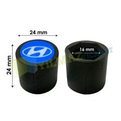 Hyundai Logo Bijon Kapağı Geçme Sert Plastik 16 mm 20 Adet