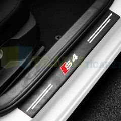 Audi S4 Logo Karbon Kapı Eşiği Oto Sticker Etiket Yapıştırma Araba Çıkartma 4 Parça