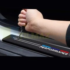 Bmw M Performance Logo Karbon Kapı Eşiği Oto Sticker Etiket Yapıştırma Araba 4 Parça