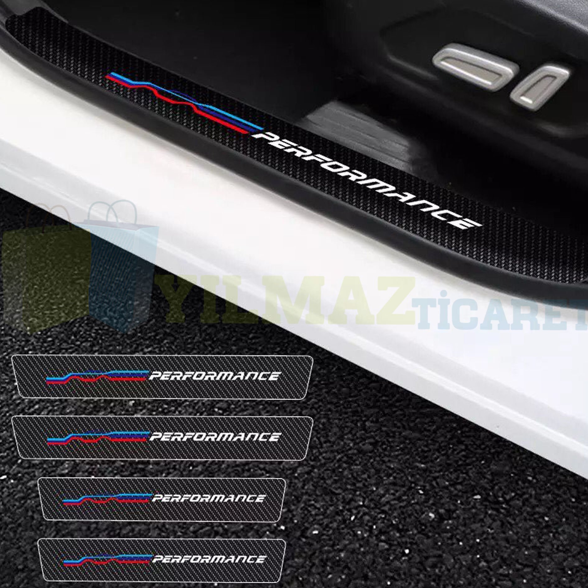Bmw M Performance Arma Karbon Kapı Eşiği Oto Sticker Etiket Yapıştırma Araba 4 Parça