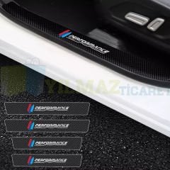 Bmw M Performance Logo Karbon Kapı Eşiği Oto Sticker Etiket Yapıştırma Çıkartma 4 Parça