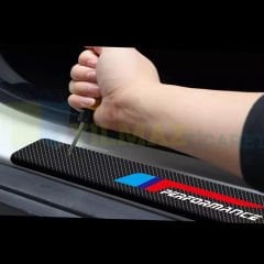 Bmw M Performance Logo Karbon Kapı Eşiği Koruma Oto Sticker Etiket Yapıştırma Araba 4 Parça