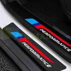Bmw M Performance Logo Karbon Kapı Eşiği Koruma Oto Sticker Etiket Yapıştırma Araba 4 Parça