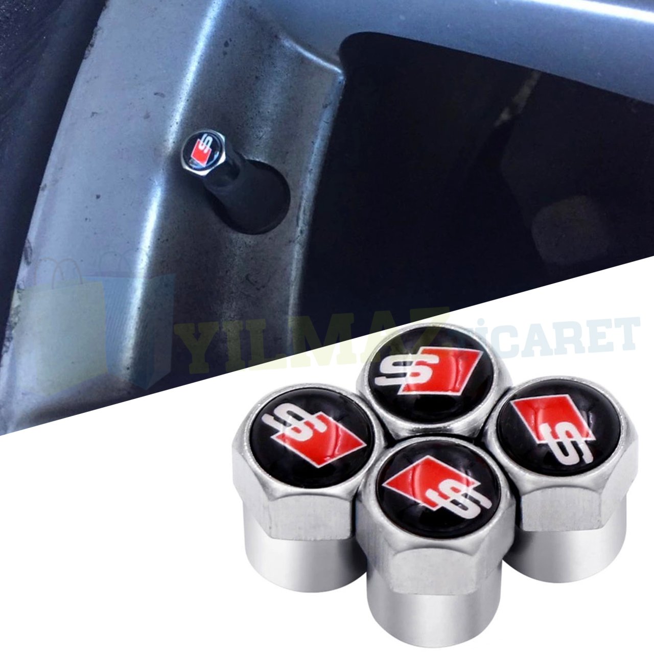 Audi S Line Logo Sibop Kapağı 1 Takım (4 Adet) Plastik Kaliteli