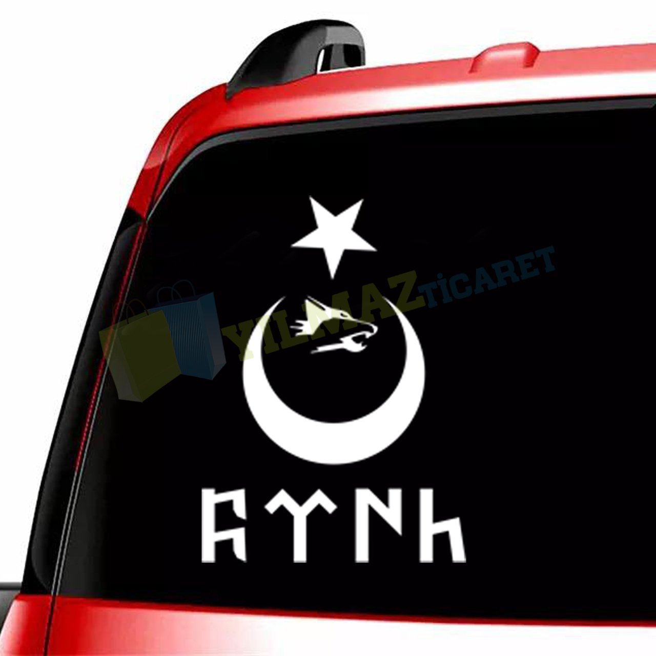 Göktürk Göktürkçe Türk Yazı Kurt Sticker Ay Yıldız Etiket