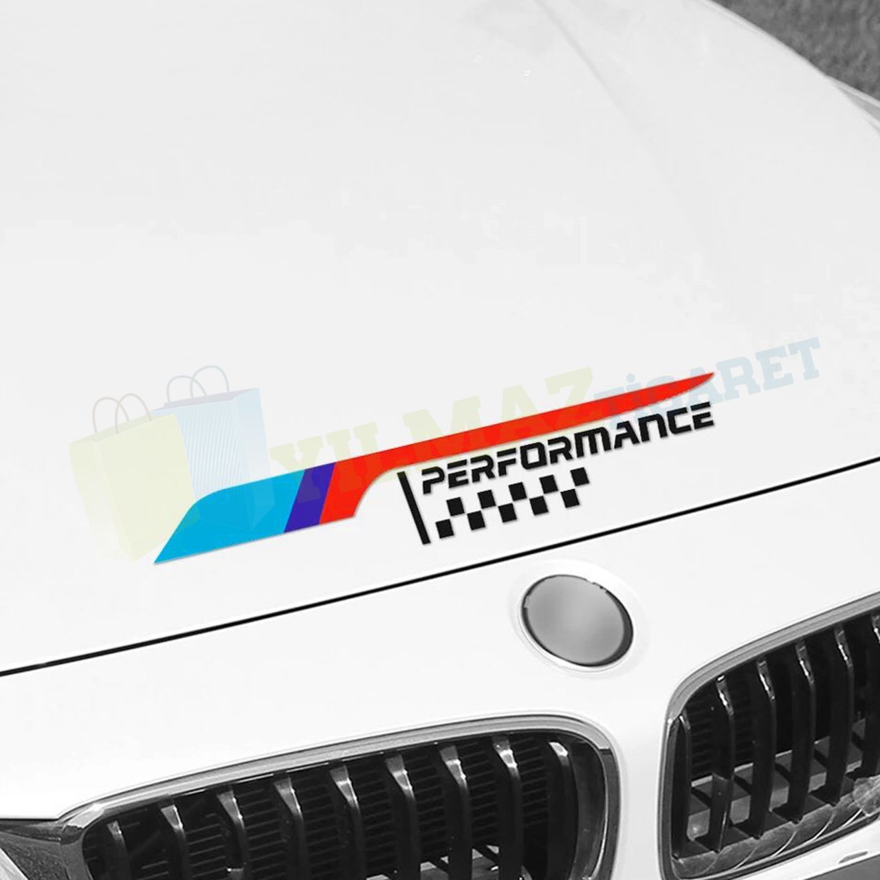 Bmw M Performance Logo Arma Oto Sticker Kaput Yapıştırma Etiket