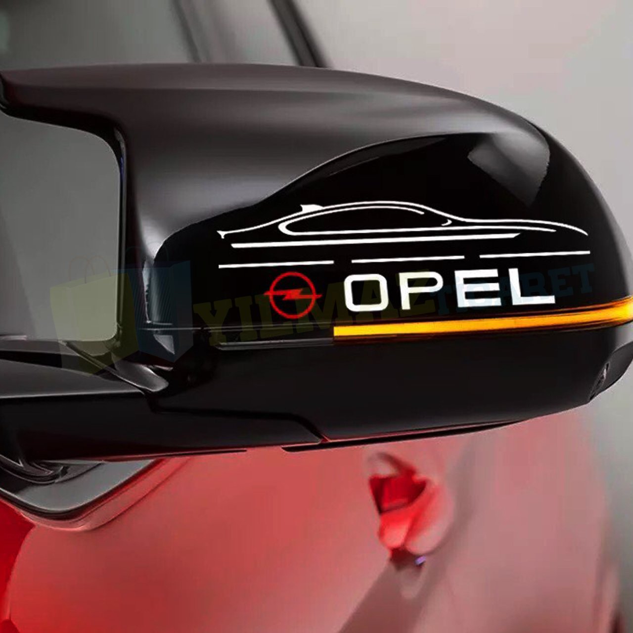 Opel Logo Yan Ayna Tampon Depo Kapağı Oto Sticker Yapıştırma 2 Ad