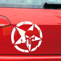 Army Yıldız Kuru Kafa Oto Sticker Araba Etiket Yapıştırma 2 Adet