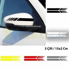 Yan Ayna Kapağı Şerit Araba Oto Sticker Araba Yapıştırma Araç Çıkartma Etiket 3 Çift