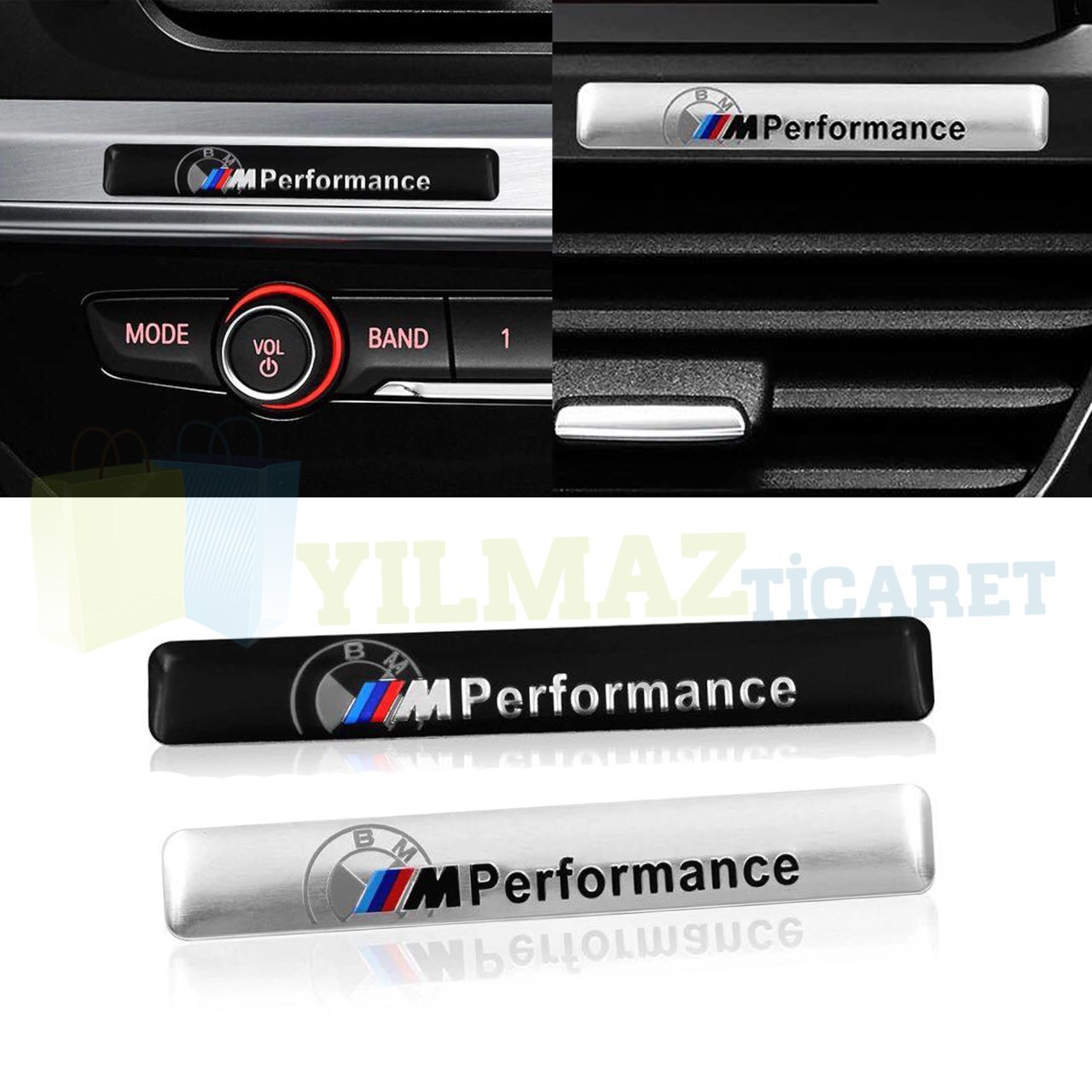 Bmw M Performance Torpido Konsol Logo Arma Amblem Metal Siyah-Gümüş Yüksek Kalite 1 Adet