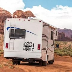Mutlu Kampçı Kalpli Karavan Oto Sticker Yapıştırma Çıkartma