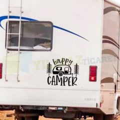 Mutlu Kampçı Kalpli Karavan Oto Sticker Yapıştırma Çıkartma