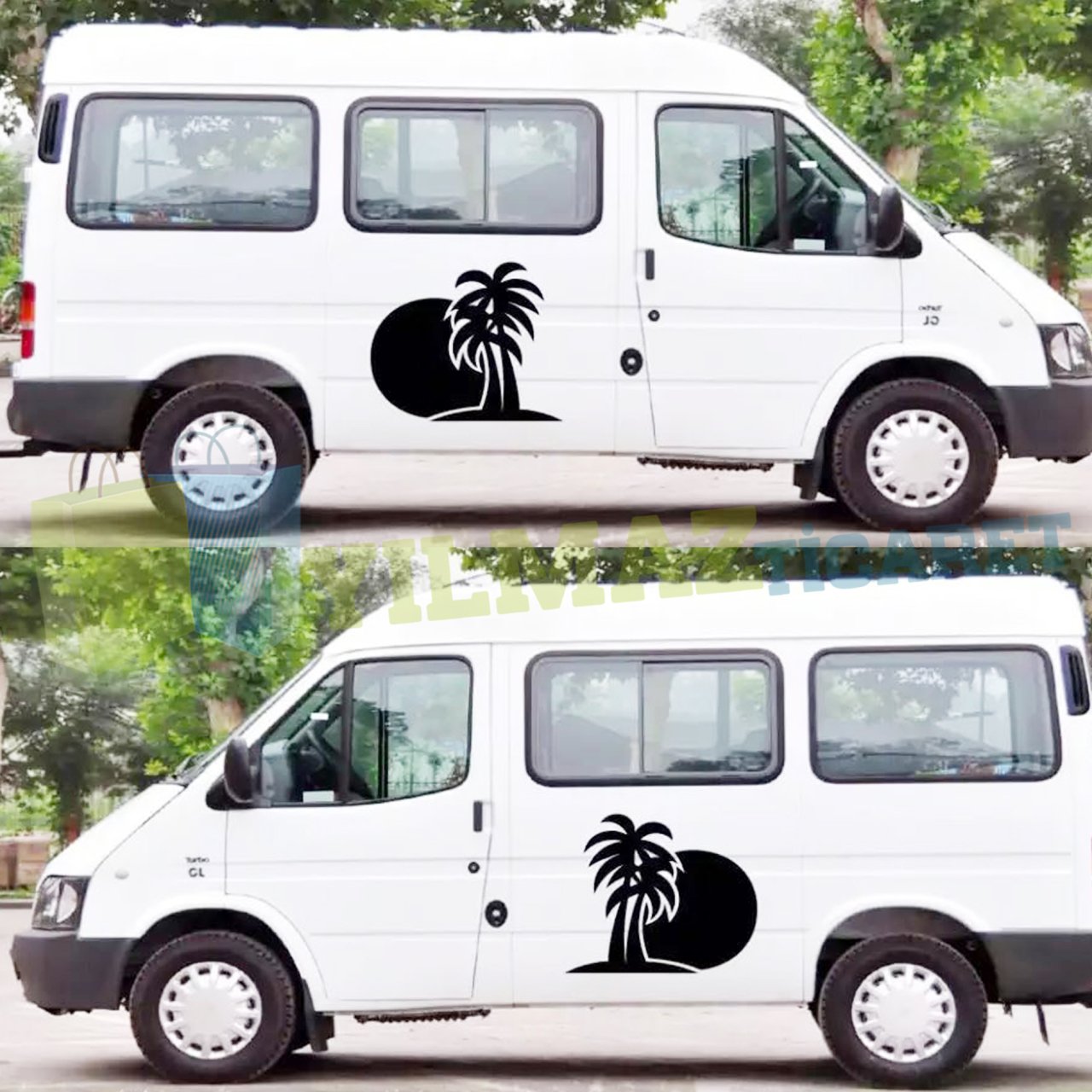 Palmiye Ağacı Karavan Oto Sticker Çıkartma Yapıştırma 1 Çift