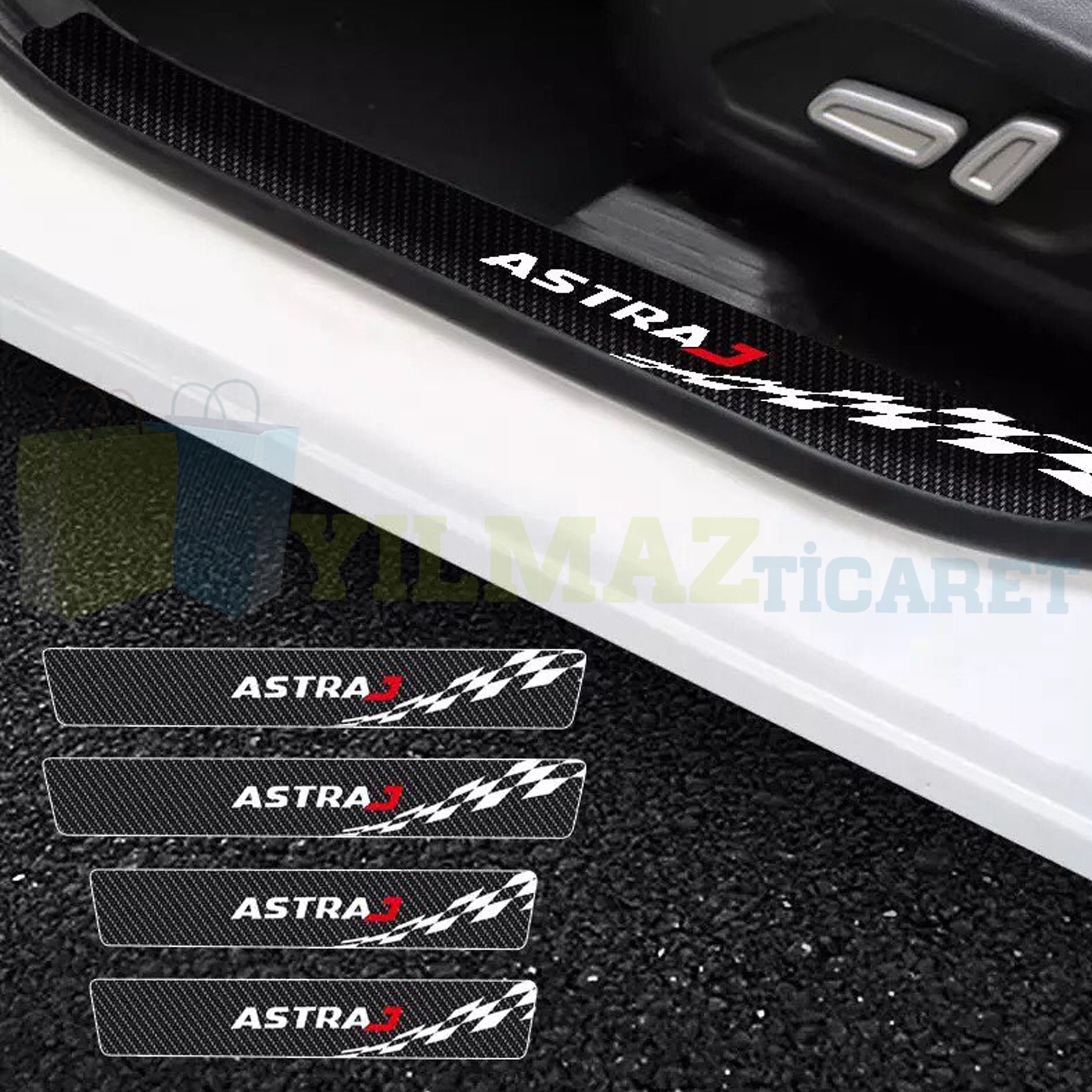Opel Astra J Karbon Kapı Eşiği Koruma Oto Sticker 4 Parça