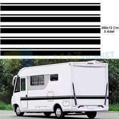 Karavan Çekme Şerit Oto Sticker Yapıştırma 5Parça Modifiye Etiket