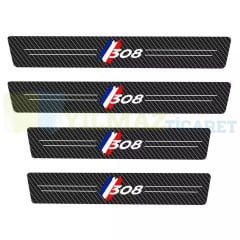 Peugeot 308 Karbon Kapı Eşiği Koruma Oto Sticker 4 Parça