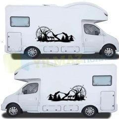 Pusula Off Road Dağ Orman Ağaç Karavan Çekme Oto Sticker 1 Çift