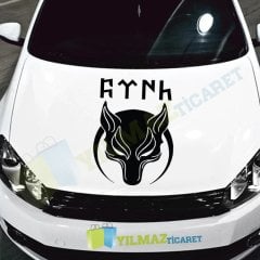 Börü Göktürk Yazı Oto Sticker Yapıştırma Etiket Kaliteli Folyo