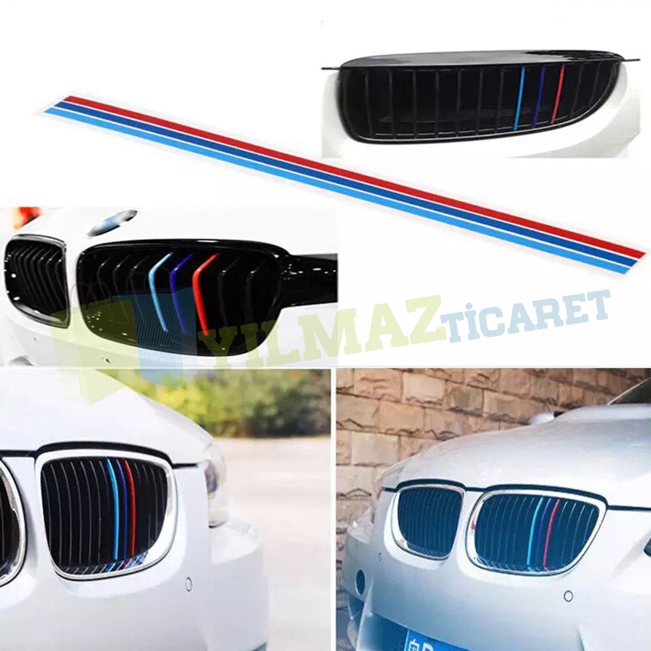 Bmw M Çizgi Şerit Panjur Ön Izgara Oto Sticker Yapıştırma Etiket