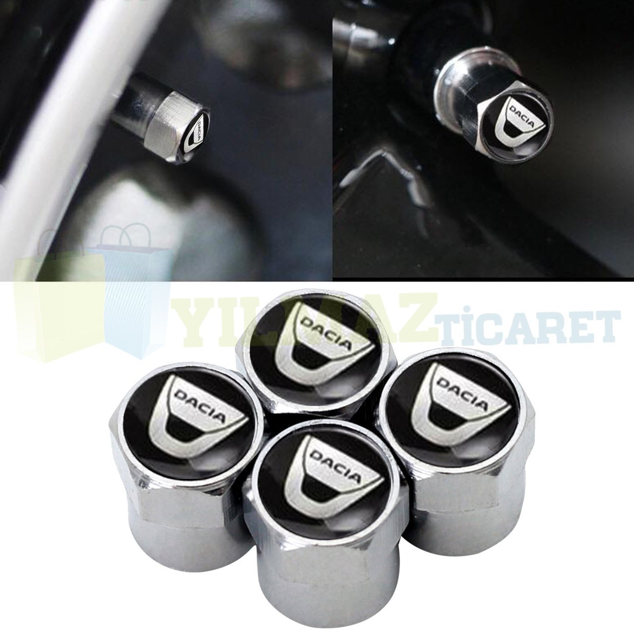 Dacia Logo Sibop Kapağı 4 Adet Paslanmaz Çelik Yüksek Kalite