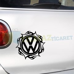 Volkswagen Logo Ateş Oto Sticker Tampon Kaput Yapıştırma Etiket