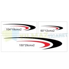 Karavan Çekme Yan Şerit Modifiye Oto Sticker Araba Çıkartma 1 Çift