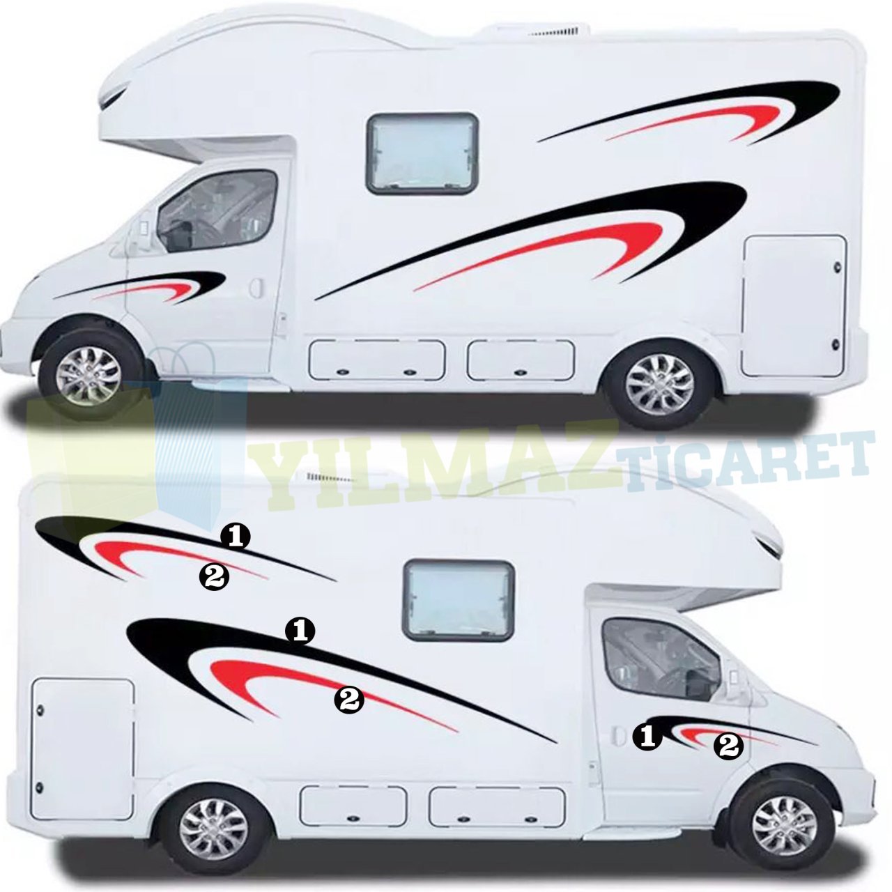 Karavan Çekme Yan Şerit Modifiye Oto Sticker Araba Çıkartma 1 Çift