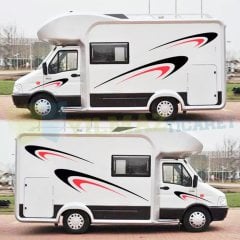 Karavan Çekme Yan Şerit Modifiye Oto Sticker Araba Çıkartma 1 Çift