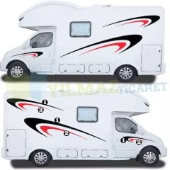 Karavan Çekme Yan Şerit Modifiye Oto Sticker Araba Çıkartma 1 Çift