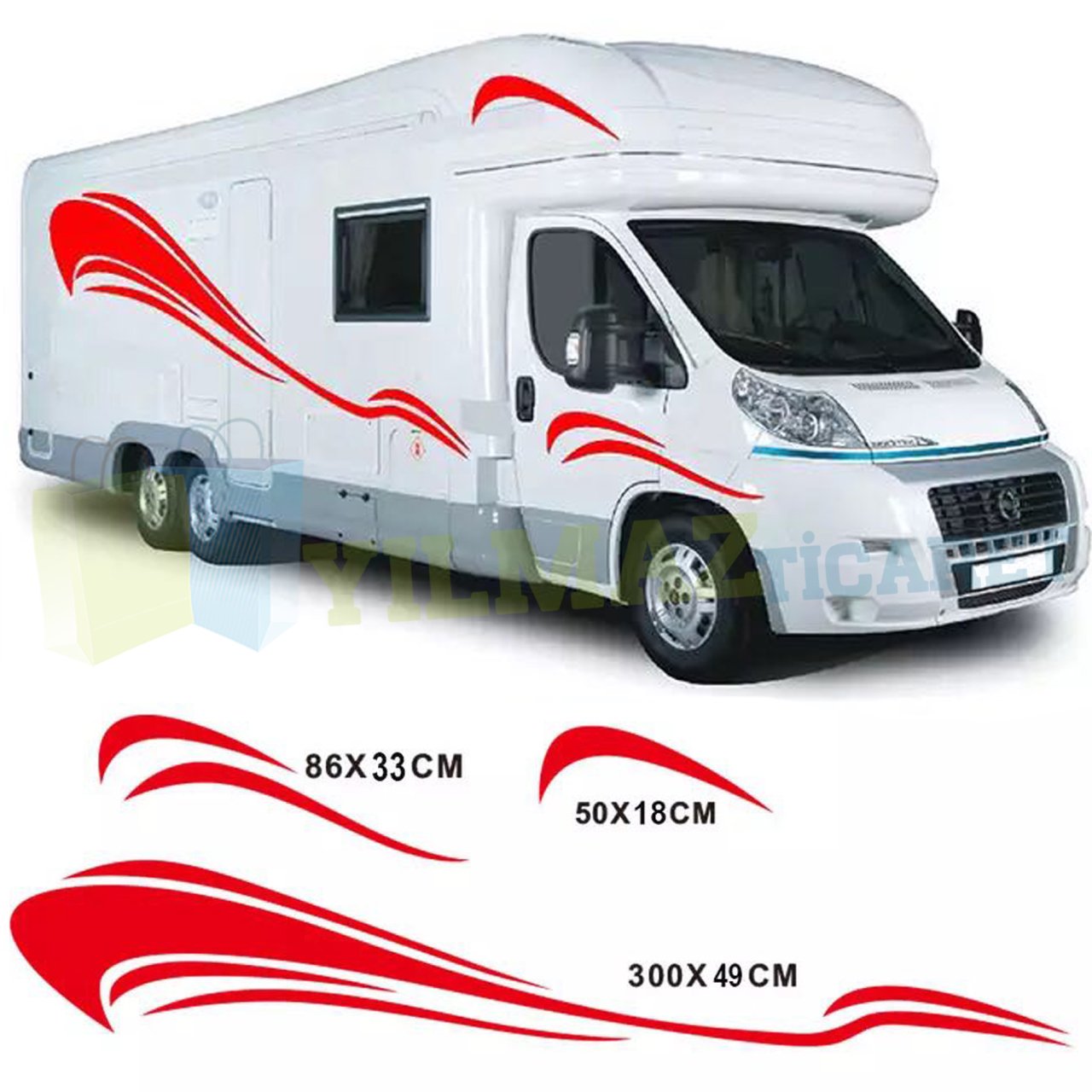 Karavan Çekme Yan Şerit Oto Sticker Araba Etiket Yapıştırma 1 Çift