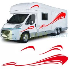 Karavan Çekme Yan Şerit Oto Sticker Araba Etiket Yapıştırma 1 Çift