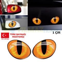 Tüm Araçlara Fiat Toyota Renault Bmw Kedi Gözü Arma Araba Yan Dikiz Ayna Bagaj Cam Oto Sticker