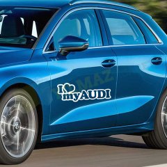 I Love My Audi Logo Sticker Araç Yapıştırma Sürpriz Hediyeli