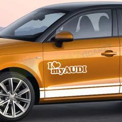 I Love My Audi Logo Sticker Araç Yapıştırma Sürpriz Hediyeli