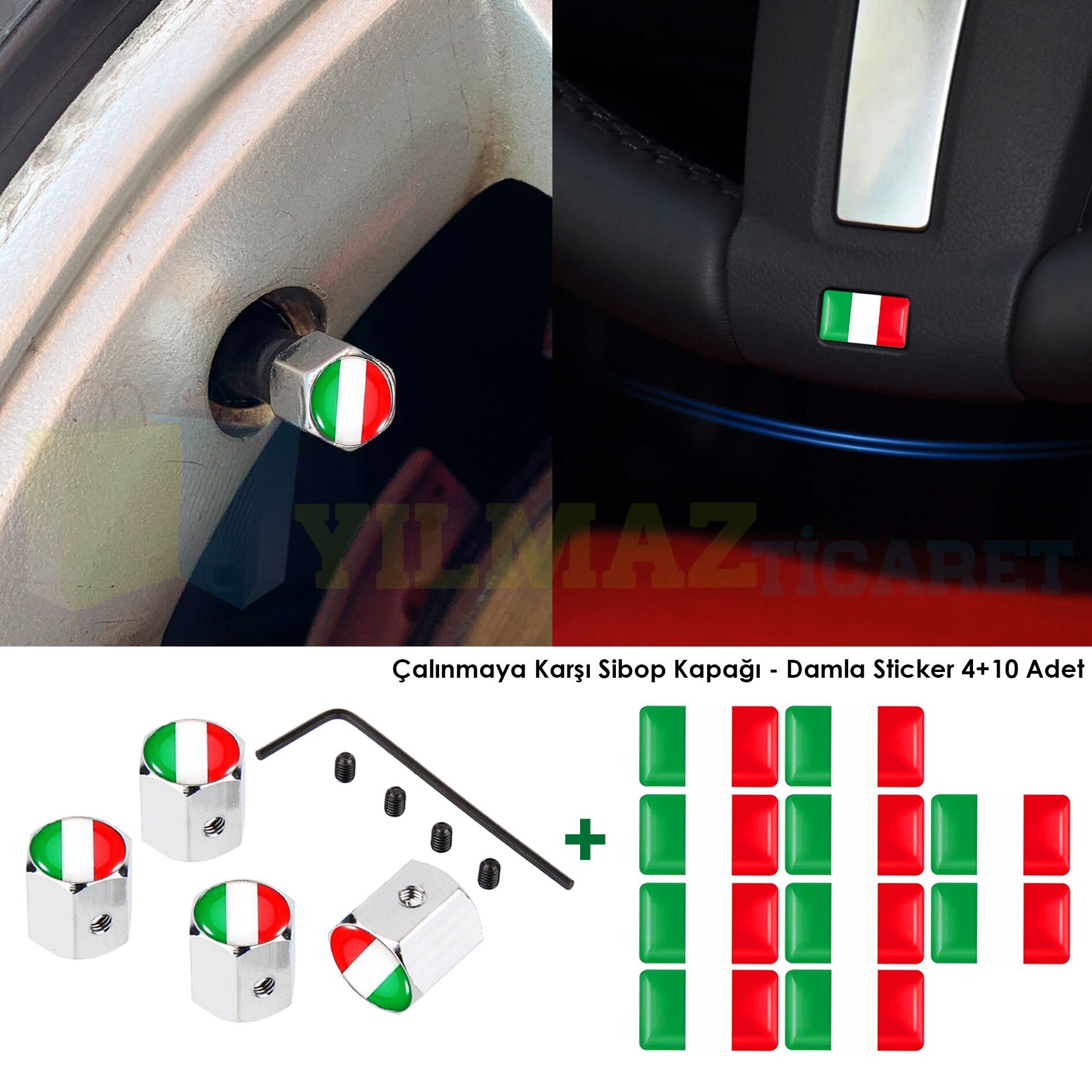 Alfa Romeo Fiat Sibop Kapağı Çalınmaya Karşı Alyanlı Jant Torpido Vites Damla Sticker
