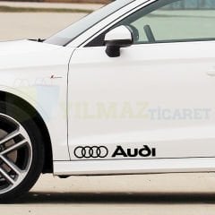 Audi Logo Yan Marşpiyel Oto Sticker Yapıştırma Etiket 2 Adet