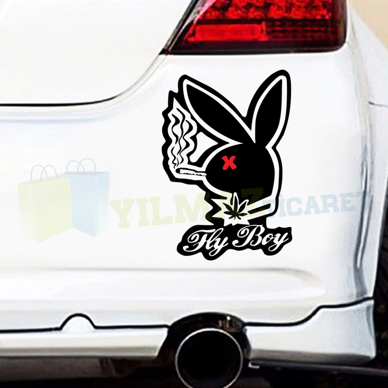 Playboy Tavşan Logo Oto Motosiklet Sticker Yapıştırma 2 Adet