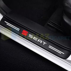 Seat Logo Karbon Kapı Eşiği Koruma Araba Etiket Oto Sticker Yapıştırma 4 Parça