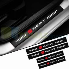 Seat Logo Karbon Kapı Eşiği Koruma Araba Etiket Oto Sticker Yapıştırma 4 Parça