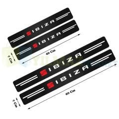 Seat İbiza Logo Arma Karbon Kapı Eşiği Koruma Araba Etiket Oto Sticker Yapıştırma 4 Parça