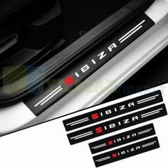 Seat İbiza Logo Arma Karbon Kapı Eşiği Koruma Araba Etiket Oto Sticker Yapıştırma 4 Parça