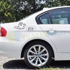 Benzin Dizel Depo Kapağı Kedi Oto Sticker Araba Etiket Yapıştırma