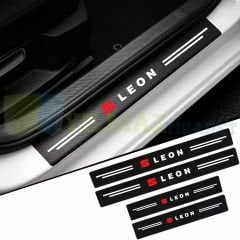 Seat Leon Logo Arma Karbon Kapı Eşiği Koruma Araba Etiket Oto Sticker Yapıştırma 4 Parça